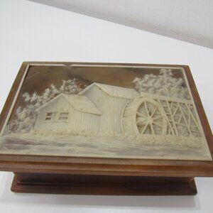 Vtg Cottage Farm Soapstone Rectangle Hinged Trinket Box Design Gifts Jewelry